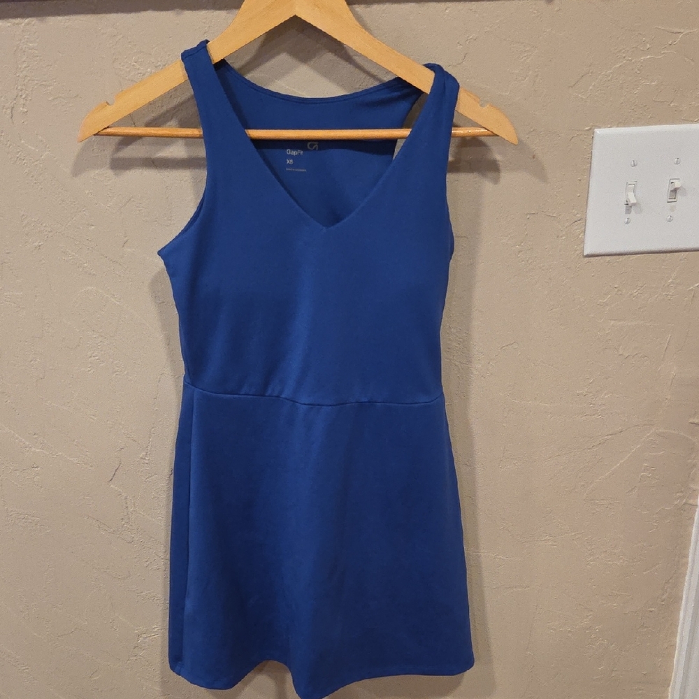 GAP Royal Blue V Neck Mini Dress XS Casual Summer Stretch Fit Flare